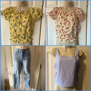 Juniors Clothing Bundle 4 Items 3 Tops SZ Large (14/16) 1 High Waist Jeans SZ 0